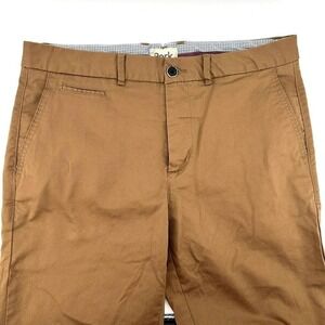 Perk Slim Fit Stretch Chinos Pants Mens 35x32 Brown Cotton Blend Casual